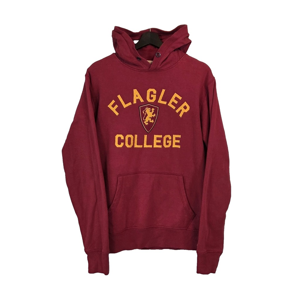 League Flagler College Lions Pullover Hoodie Maroon Burgundy Yellow Size Medium